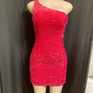 JNAIX pink color Sequin One-Shoulder wadding dress